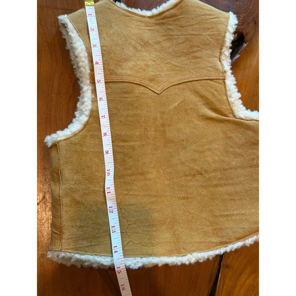 Kids Western Suede Shearling Vest 3T Tan Oklahoma 1907 Snap Cowboy Cowgirl